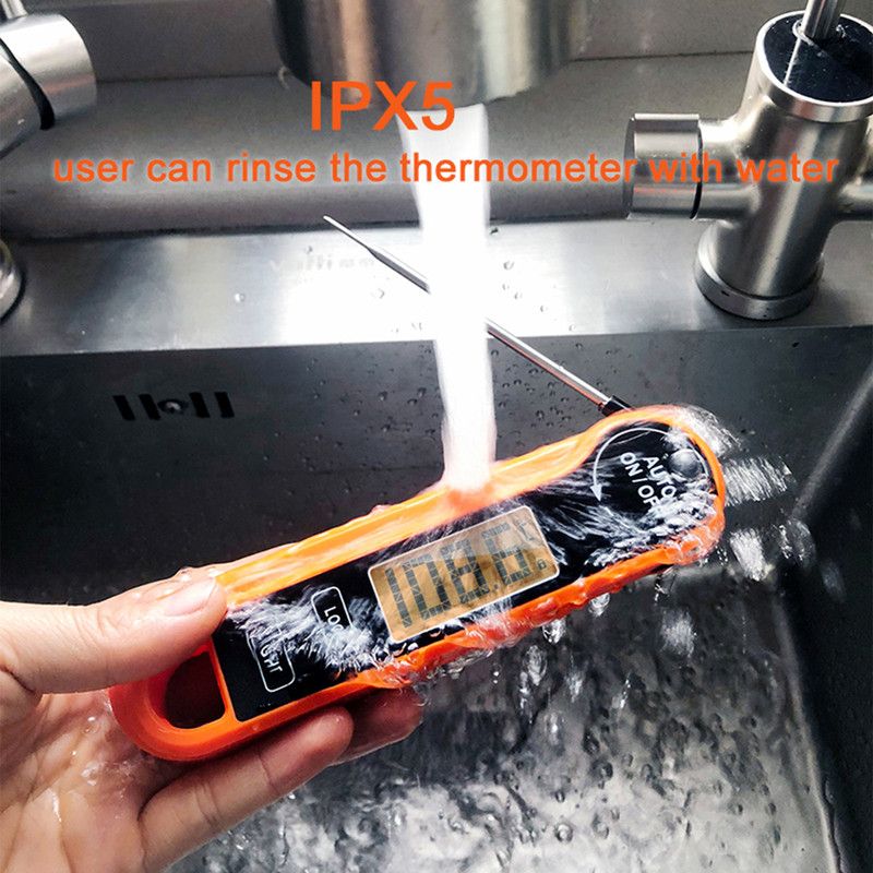 Foldable Digital Meat Thermometer, IPX5 Waterproof Fast Read with Backlight degrees C/ degrees F Switch for V1265-AU-197-CHENG