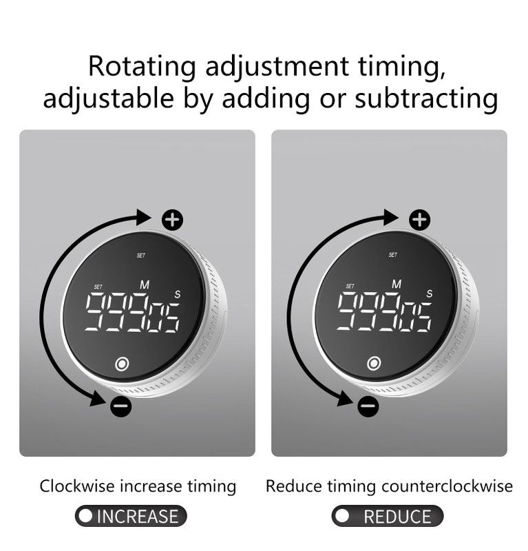 Rotating Digital Kitchen Timer, 999-Minute LED Display Timer with Magnetic Back & Stand, Type-C, for Studying V1265-AU-198-BAI