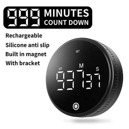 Rotating Digital Kitchen Timer, 999-Minute LED Display Timer with Magnetic Back & Stand, Type-C, for Studying V1265-AU-198-HEI