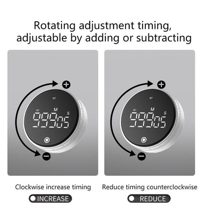 Rotating Digital Kitchen Timer, 999-Minute LED Display Timer with Magnetic Back & Stand, Type-C, for Studying V1265-AU-198-HEI