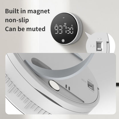 Rotating Digital Kitchen Timer, 999-Minute LED Display Timer with Magnetic Back & Stand, Type-C, for Studying V1265-AU-198-HEI