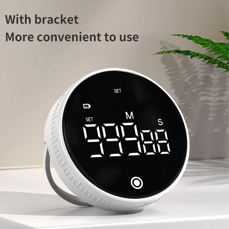 Rotating Digital Kitchen Timer, 999-Minute LED Display Timer with Magnetic Back & Stand, Type-C, for Studying V1265-AU-198-HEI