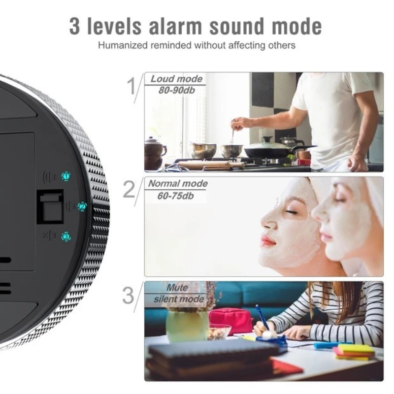 Rotating Magnetic Digital Timer, LCD Display Kitchen Timer with 3 Volume Levels, for Cooking, Studying, and V1265-AU-199-HEI