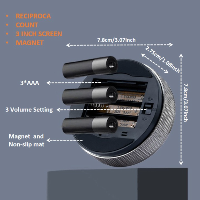 Rotating Magnetic Digital Timer, LCD Display Kitchen Timer with 3 Volume Levels, for Cooking, Studying, and V1265-AU-199-HEI
