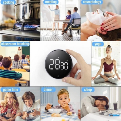 Rotating Magnetic Digital Timer, LCD Display Kitchen Timer with 3 Volume Levels, for Cooking, Studying, and V1265-AU-199-HEI