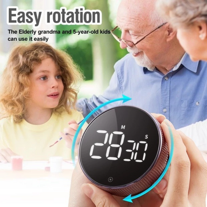 Rotating Magnetic Digital Timer, LCD Display Kitchen Timer with 3 Volume Levels, for Cooking, Studying, and V1265-AU-199-YIN
