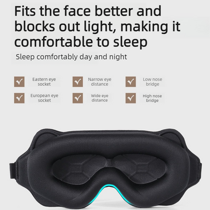 3D Contoured Sleep Mask, Breathable Fabric with Adjustable Strap, Light-Blocking Eye Mask for Sleeping, V1265-AU-200-HUI