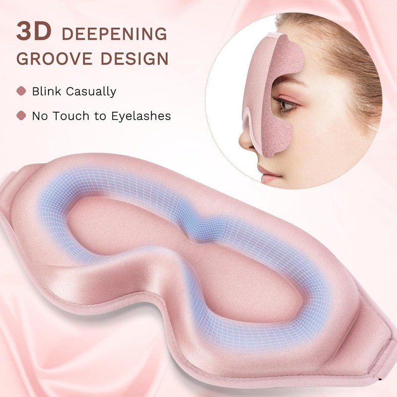 3D Deep Contoured Memory Foam Sleep Eye Mask, Full Light Blocking, Breathable Eye Cover for Travel, Naps, and V1265-AU-201-FEN