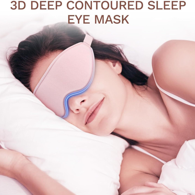 3D Deep Contoured Memory Foam Sleep Eye Mask, Full Light Blocking, Breathable Eye Cover for Travel, Naps, and V1265-AU-201-FEN
