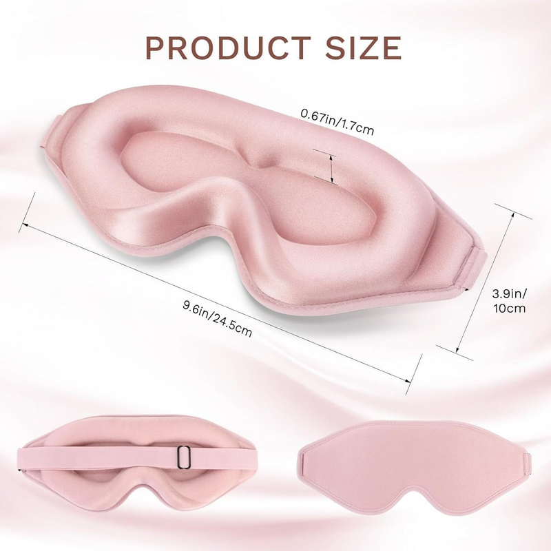 3D Deep Contoured Memory Foam Sleep Eye Mask, Full Light Blocking, Breathable Eye Cover for Travel, Naps, and V1265-AU-201-FEN