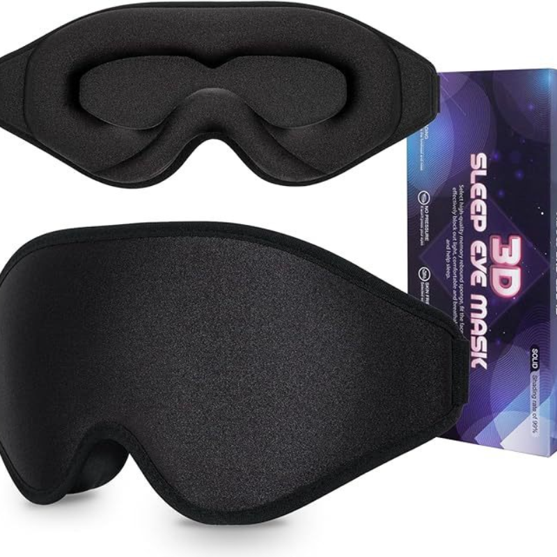 3D Deep Contoured Memory Foam Sleep Eye Mask, Full Light Blocking, Breathable Eye Cover for Travel, Naps, and V1265-AU-201-HEI