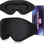 3D Deep Contoured Memory Foam Sleep Eye Mask, Full Light Blocking, Breathable Eye Cover for Travel, Naps, and V1265-AU-201-HEI