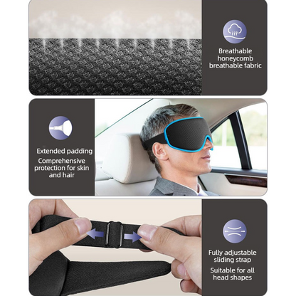 3D Contoured Memory Foam Sleep Eye Mask, Zero-Pressure Breathable Mesh Eye Cover with Adjustable Strap for V1265-AU-202-LAN