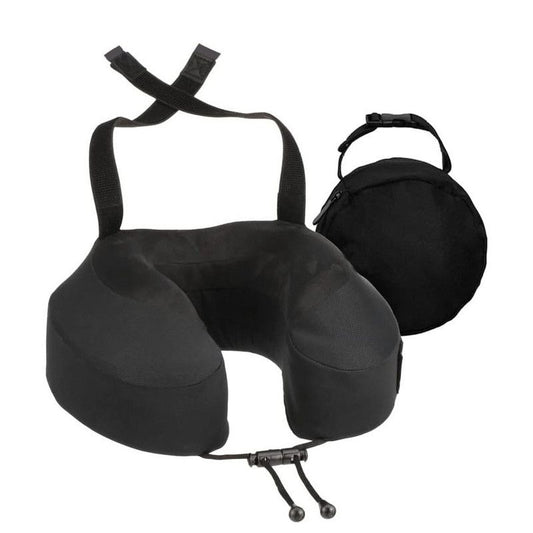 Memory Foam U-Shaped Neck Pillow, Adjustable with Strap & Storage Bag for Travel, Airplane, Car, Office, and V1265-AU-203-HEI