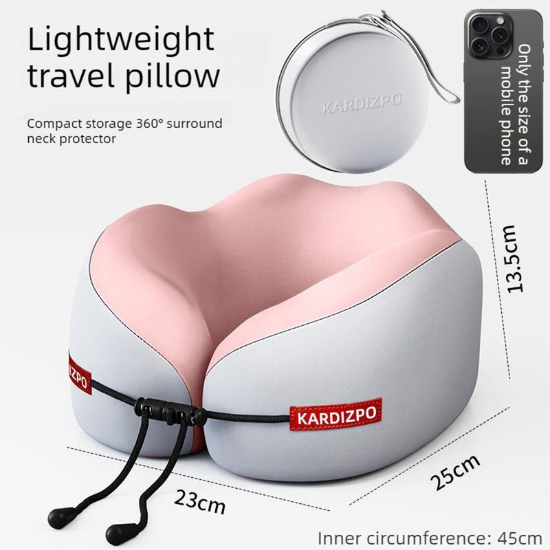 Portable Memory Foam U-Shaped Neck Pillow, Ergonomic 360 degrees Support Adjustable Travel Pillow with V1265-AU-204-FEN