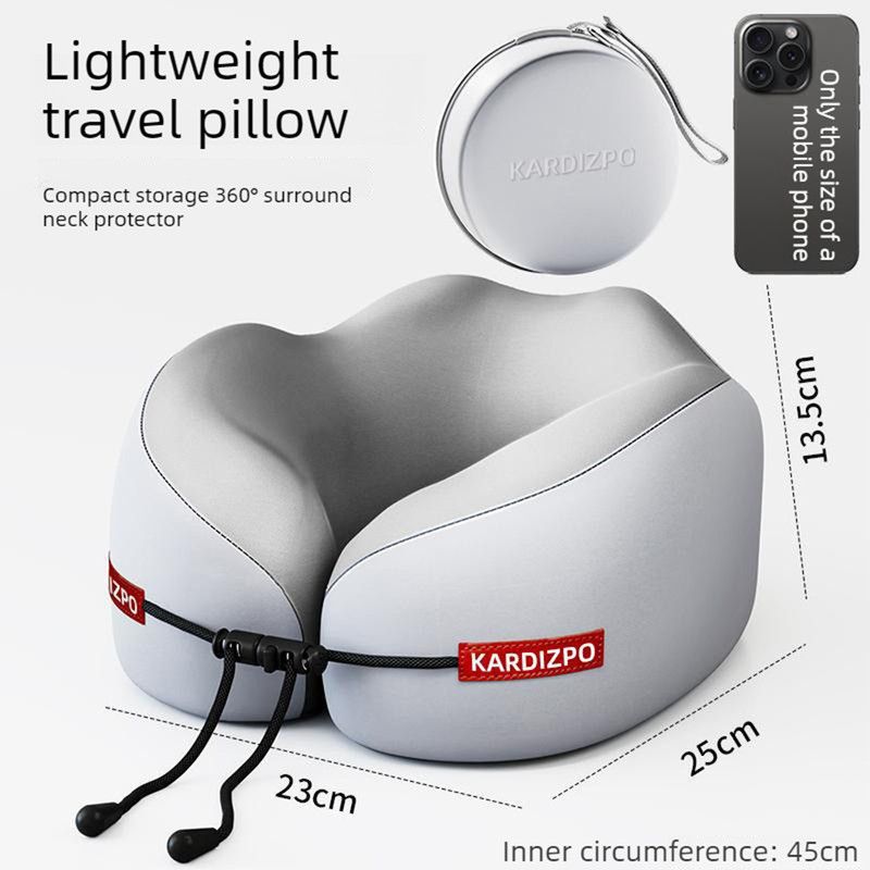 Portable Memory Foam U-Shaped Neck Pillow, Ergonomic 360 degrees Support Adjustable Travel Pillow with V1265-AU-204-HUI