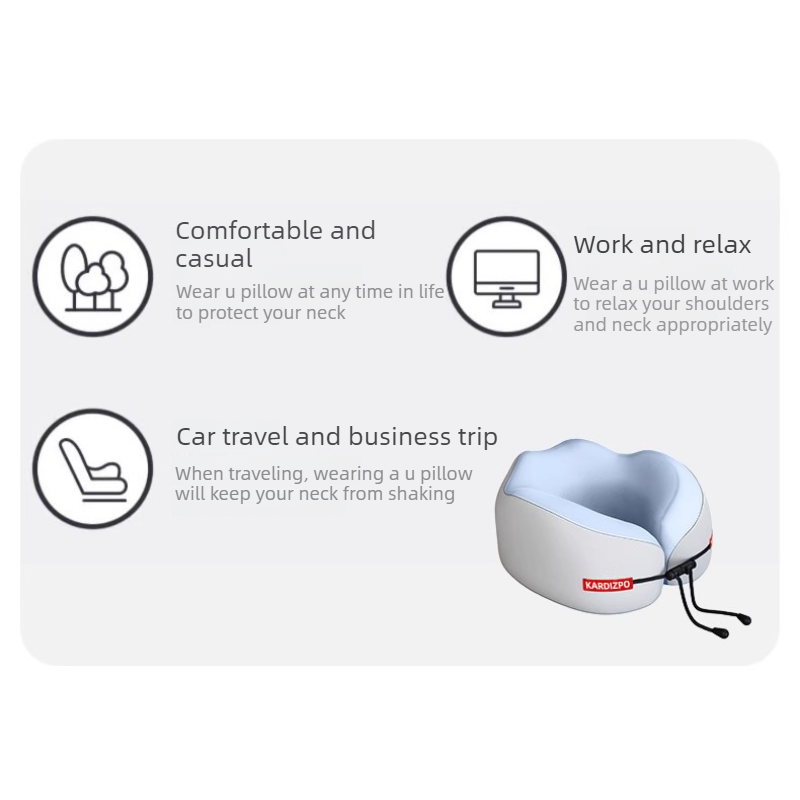 Portable Memory Foam U-Shaped Neck Pillow, Ergonomic 360 degrees Support Adjustable Travel Pillow with V1265-AU-204-HUI