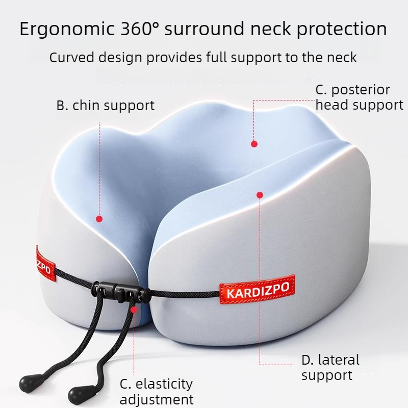 Portable Memory Foam U-Shaped Neck Pillow, Ergonomic 360 degrees Support Adjustable Travel Pillow with V1265-AU-204-LAN