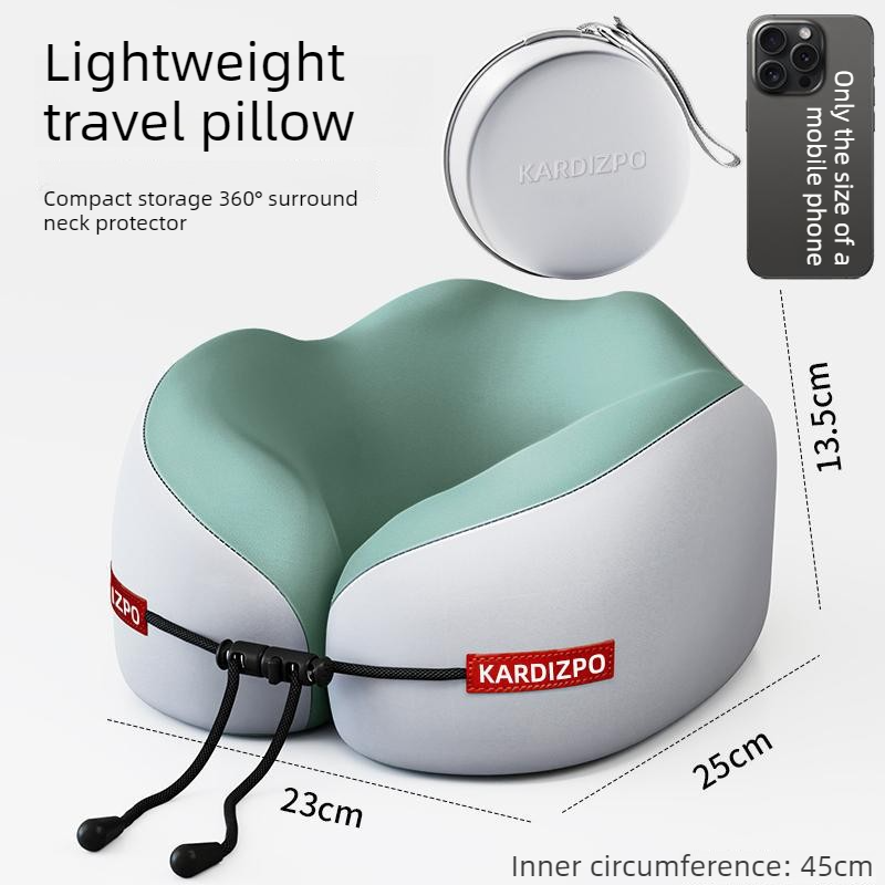Portable Memory Foam U-Shaped Neck Pillow, Ergonomic 360 degrees Support Adjustable Travel Pillow with V1265-AU-204-LV