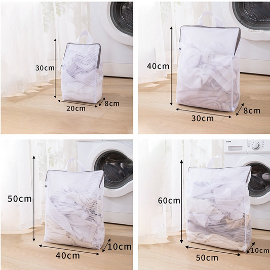 Handheld Mesh Laundry Bag Set, 4 Pcs Thick Polyester Washing Bags with Protective Zipper & Bra Protection V1265-AU-208-FW-4PCS