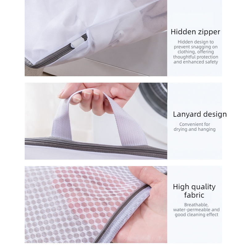 Handheld Mesh Laundry Bag Set, 6 Pcs Thick Polyester Washing Bags with Protective Zipper & Bra Protection V1265-AU-208-FW-6PCS