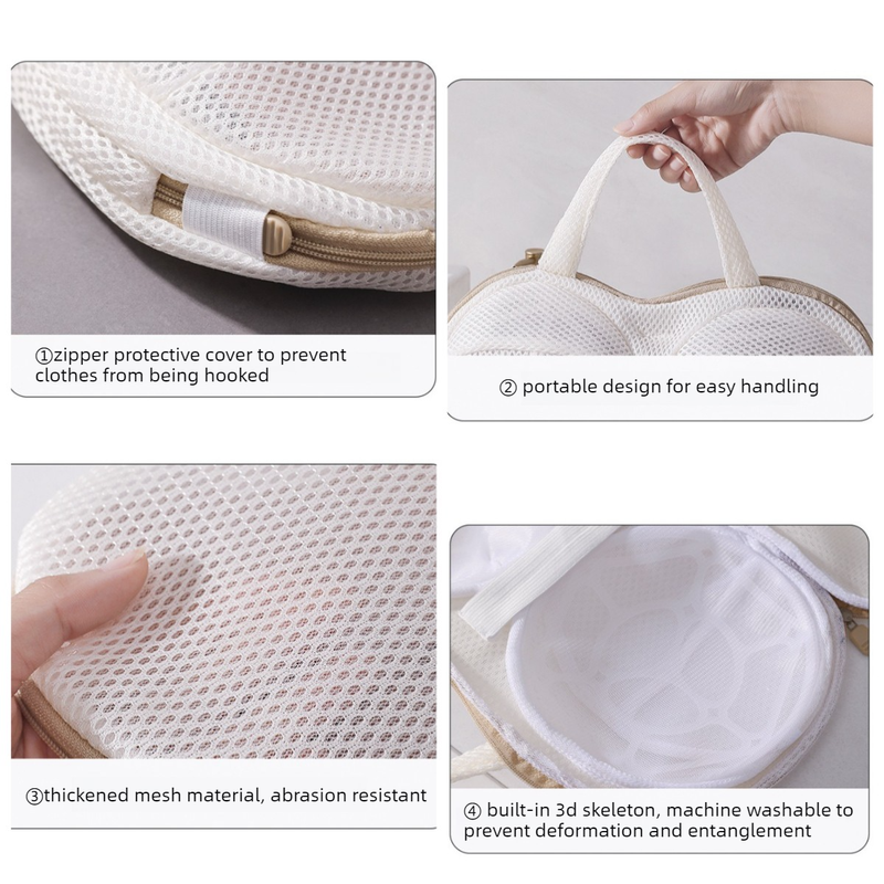 3D Support Bra Laundry Bag, Thick Mesh Bra Wash Bag with Zipper & Handle, Anti-Deformation Bra Protector for V1265-AU-210-JU