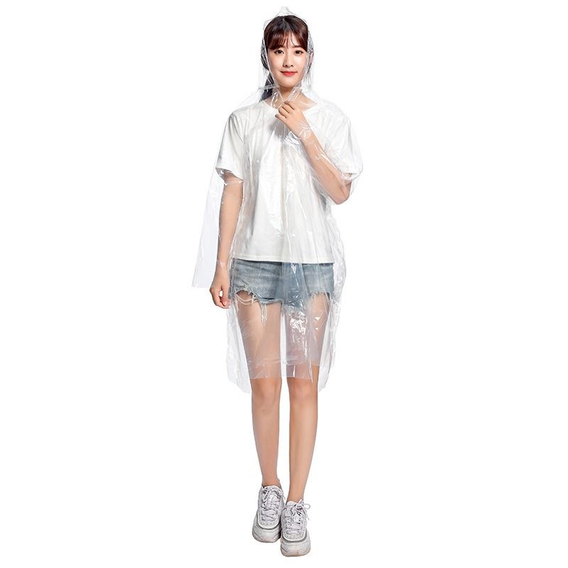 6-Pack - Disposable Thickened Open-Front Raincoat, Waterproof Poncho with Snap Buttons & Adjustable Hood, V1265-AU-212-BAI-6