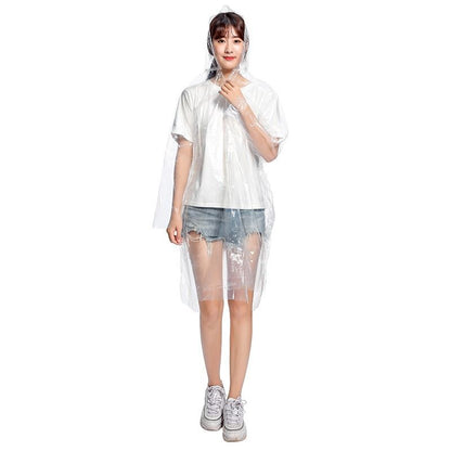 6-Pack - Disposable Thickened Open-Front Raincoat, Waterproof Poncho with Snap Buttons & Adjustable Hood, V1265-AU-212-BAI-6