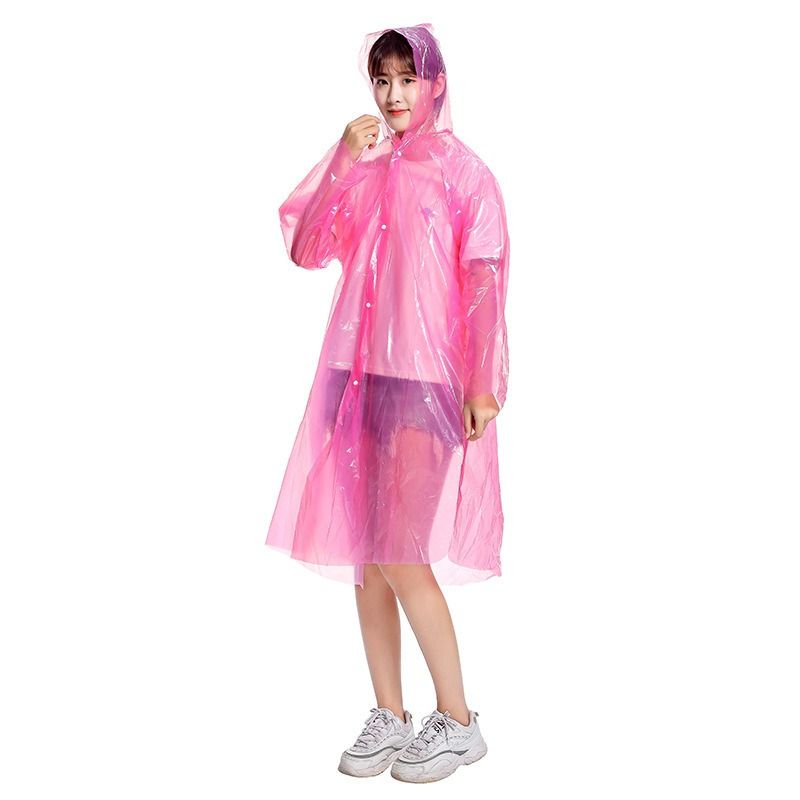 6-Pack - Disposable Thickened Open-Front Raincoat, Waterproof Poncho with Snap Buttons & Adjustable Hood, V1265-AU-212-FEN-6
