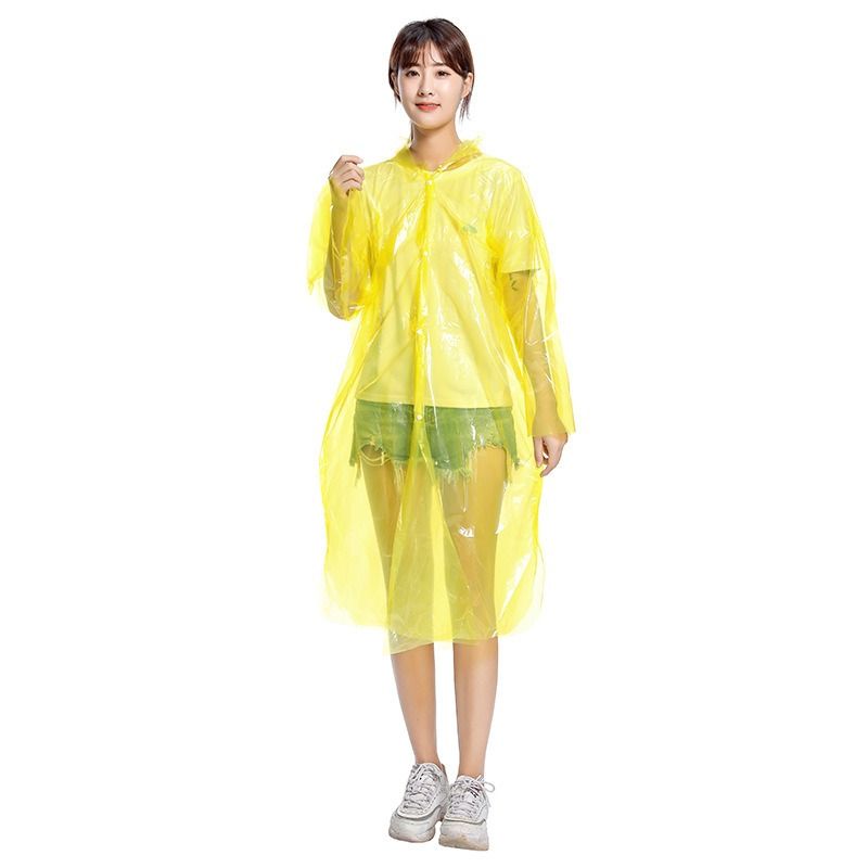 6-Pack - Disposable Thickened Open-Front Raincoat, Waterproof Poncho with Snap Buttons & Adjustable Hood, V1265-AU-212-HUANG-6