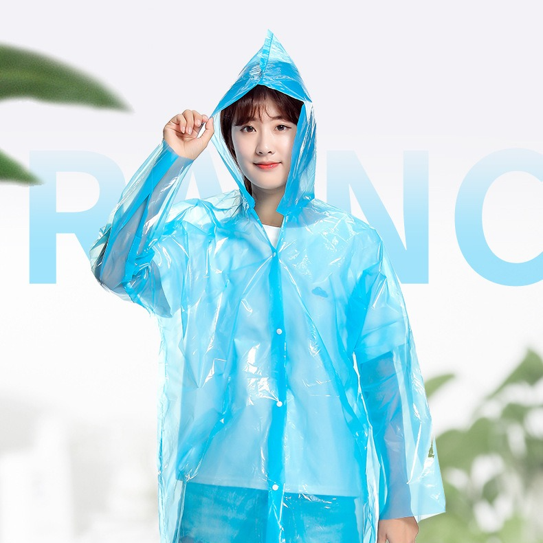 6-Pack - Disposable Thickened Open-Front Raincoat, Waterproof Poncho with Snap Buttons & Adjustable Hood, V1265-AU-212-HUANG-6