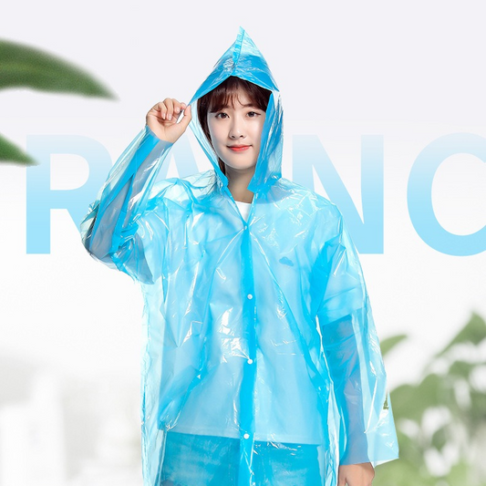 6-Pack - Disposable Thickened Open-Front Raincoat, Waterproof Poncho with Snap Buttons & Adjustable Hood, V1265-AU-212-LAN-6