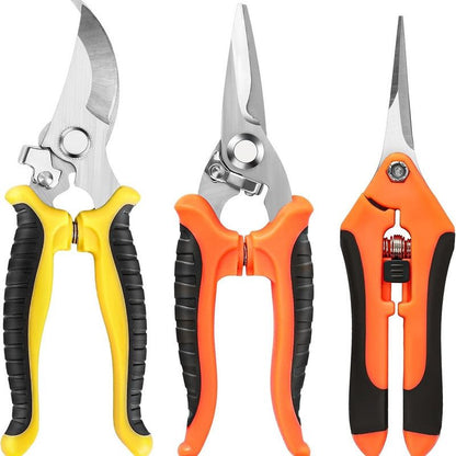 3-Pack Gardening Pruning Shears Set, Labor-Saving Spring & Non-Slip Handle for Garden, Orchard, Flower V1265-AU-220-CHENG