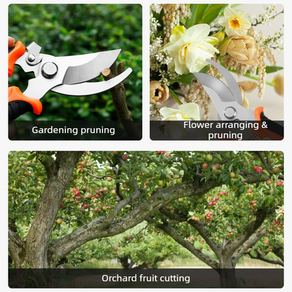 3-Pack Gardening Pruning Shears Set, Labor-Saving Spring & Non-Slip Handle for Garden, Orchard, Flower V1265-AU-220-CHENG
