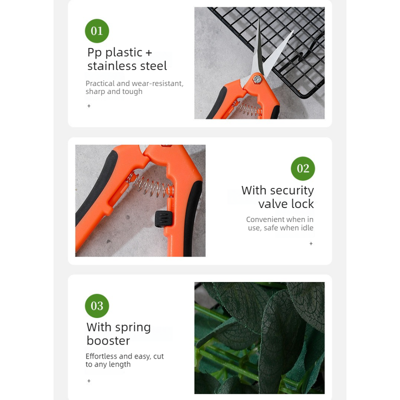 3-Pack Gardening Pruning Shears Set, Labor-Saving Spring & Non-Slip Handle for Garden, Orchard, Flower V1265-AU-220-CHENG