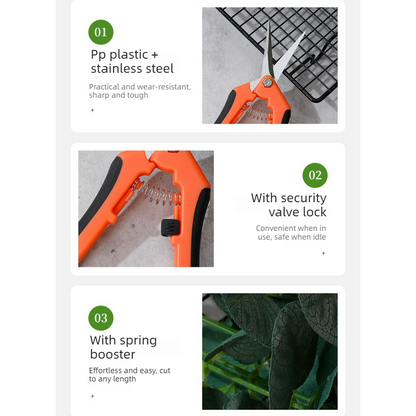 3-Pack Gardening Pruning Shears Set, Labor-Saving Spring & Non-Slip Handle for Garden, Orchard, Flower V1265-AU-220-CHENG