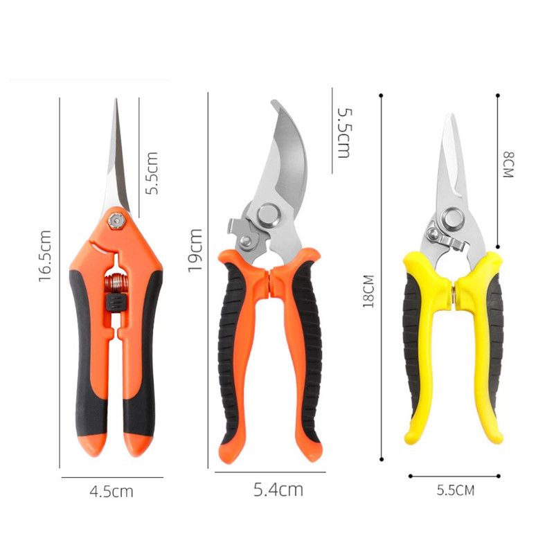 3-Pack Gardening Pruning Shears Set, Labor-Saving Spring & Non-Slip Handle for Garden, Orchard, Flower V1265-AU-220-CHENG