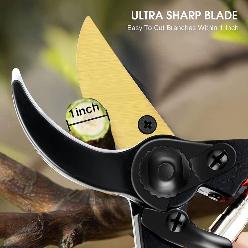 Professional Garden Pruning Shears, High Carbon Steel Blade Non-Slip Handle Labor-Saving Spring,for Fruit V1265-AU-221-HEI