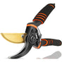 Professional Garden Pruning Shears, High Carbon Steel Gold-Plated Blade with Labor-Saving Spring & Non-Slip V1265-AU-222-HEI