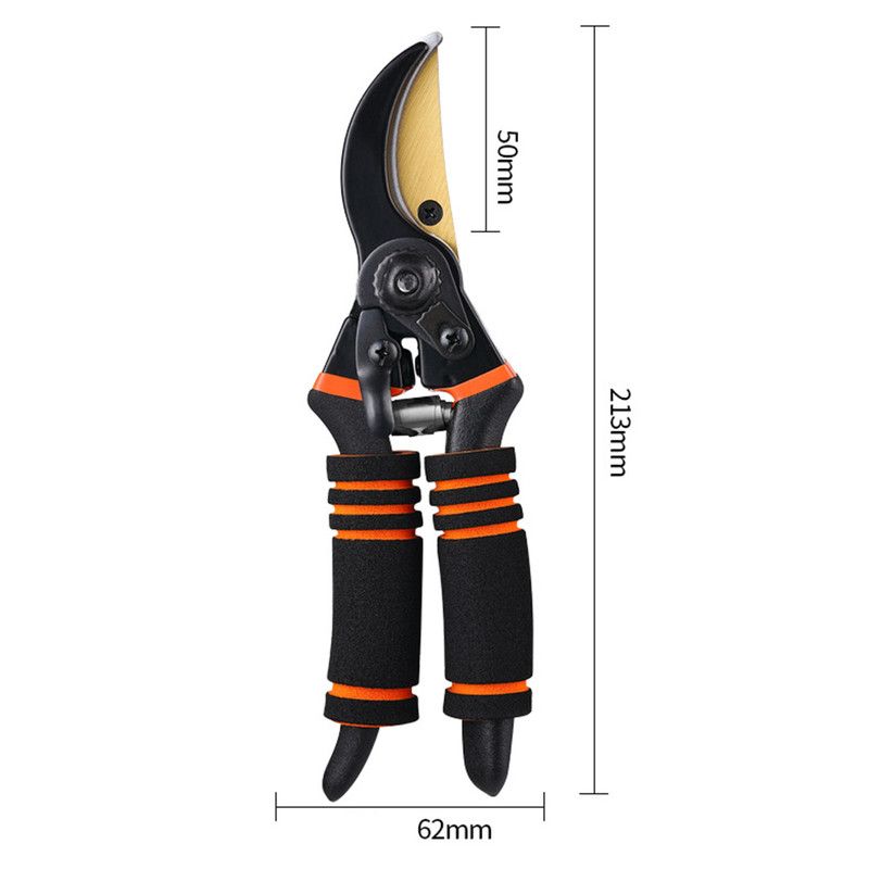 Professional Garden Pruning Shears, High Carbon Steel Gold-Plated Blade with Labor-Saving Spring & Non-Slip V1265-AU-222-HEI