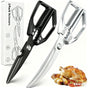 2-Pack Kitchen Scissors Set, SK5 Stainless Steel, Multi-Functional Straight & Curved Shears for Chicken V1265-AU-225-HEI-YIN