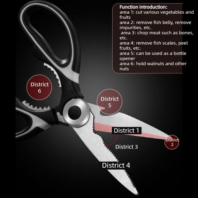 2-Pack Kitchen Scissors, Multi-Functional Shears with Non-Slip PP Handle & Safety Sheath for Meat, Chicken V1265-AU-227-HEI-BAI