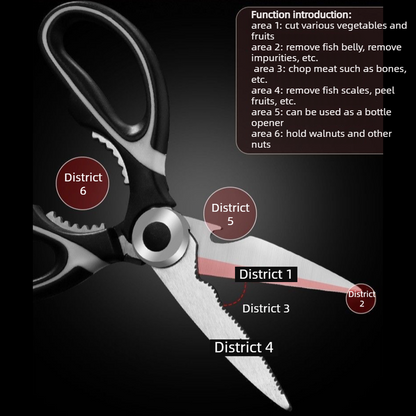 2-Pack Kitchen Scissors, Multi-Functional Shears with Non-Slip PP Handle & Safety Sheath for Meat, Chicken V1265-AU-227-HEI-BAI