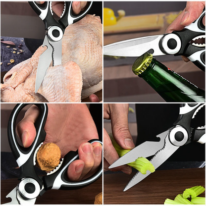 2-Pack Kitchen Scissors, Multi-Functional Shears with Non-Slip PP Handle & Safety Sheath for Meat, Chicken V1265-AU-227-HEI-BAI