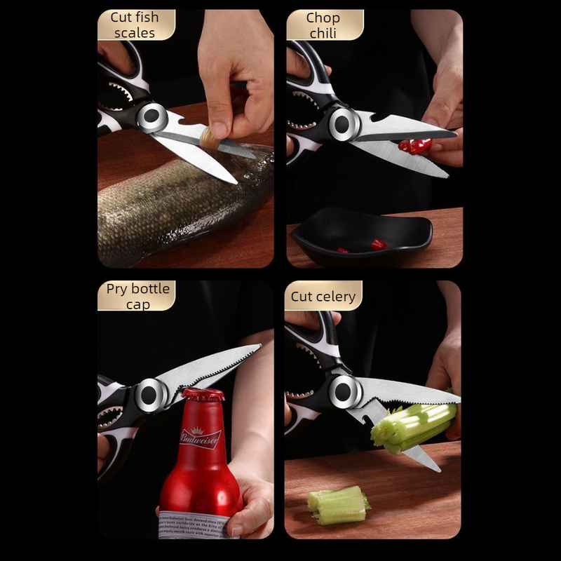2-Pack Kitchen Scissors, Multi-Functional Shears with Non-Slip PP Handle & Safety Sheath for Meat, Chicken V1265-AU-227-HEI-BAI
