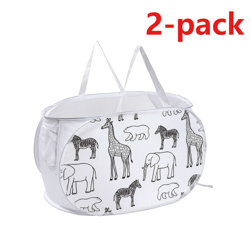 2-Pack Collapsible Laundry Basket, Large Capacity Printed Oxford Cloth Hamper with Handles for Bathroom V1265-AU-229-LV-BAI-2