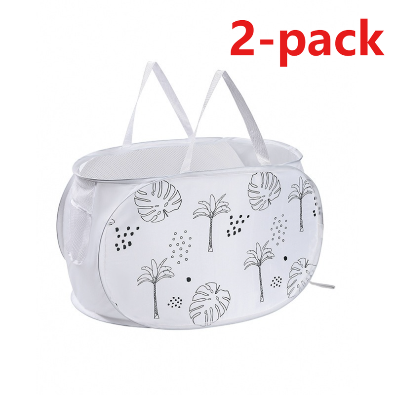 2-Pack Collapsible Laundry Basket, Large Capacity Printed Oxford Cloth Hamper with Handles for Bathroom V1265-AU-229-YE-BAI-2