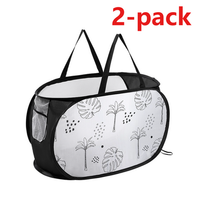 2-Pack Collapsible Laundry Basket, Large Capacity Printed Oxford Cloth Hamper with Handles for Bathroom V1265-AU-229-YE-HEI-2