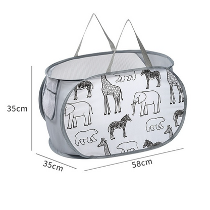 2-Pack Collapsible Laundry Basket, Large Capacity Printed Oxford Cloth Hamper with Handles for Bathroom V1265-AU-229-YE-HEI-2
