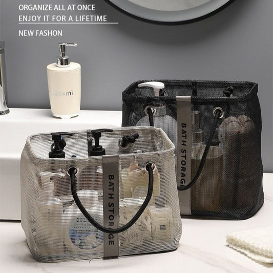 Mesh Shower Caddy, Portable Bath Tote Bag, Large Capacity Mesh Storage Basket for Bathroom Essentials - Black V1265-AU-230-HEI-D